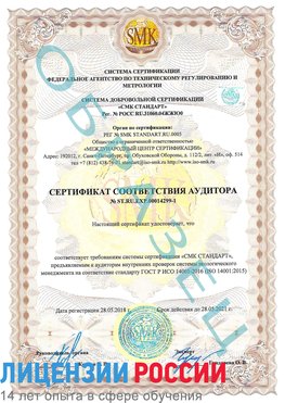 Образец сертификата соответствия аудитора №ST.RU.EXP.00014299-1 Демидово Сертификат ISO 14001